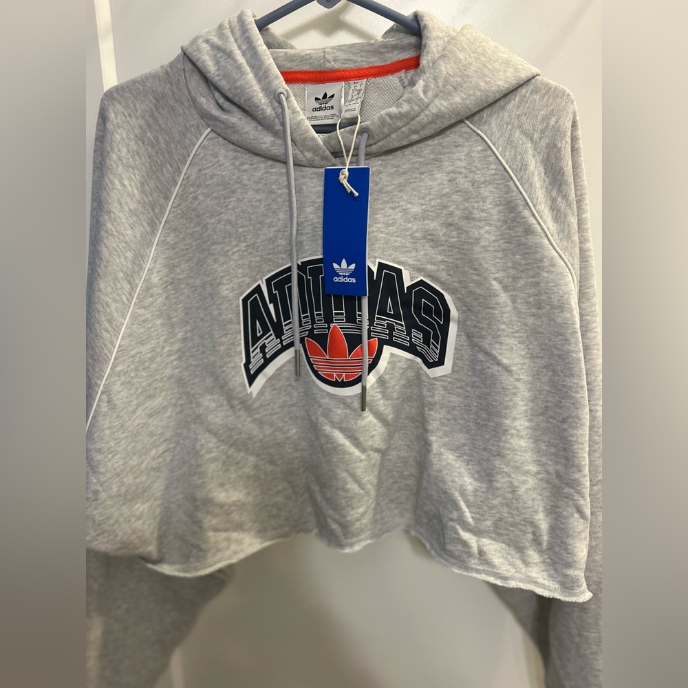 NWT Adidas Cropped Logo Hoodie - Picture 2 of 10